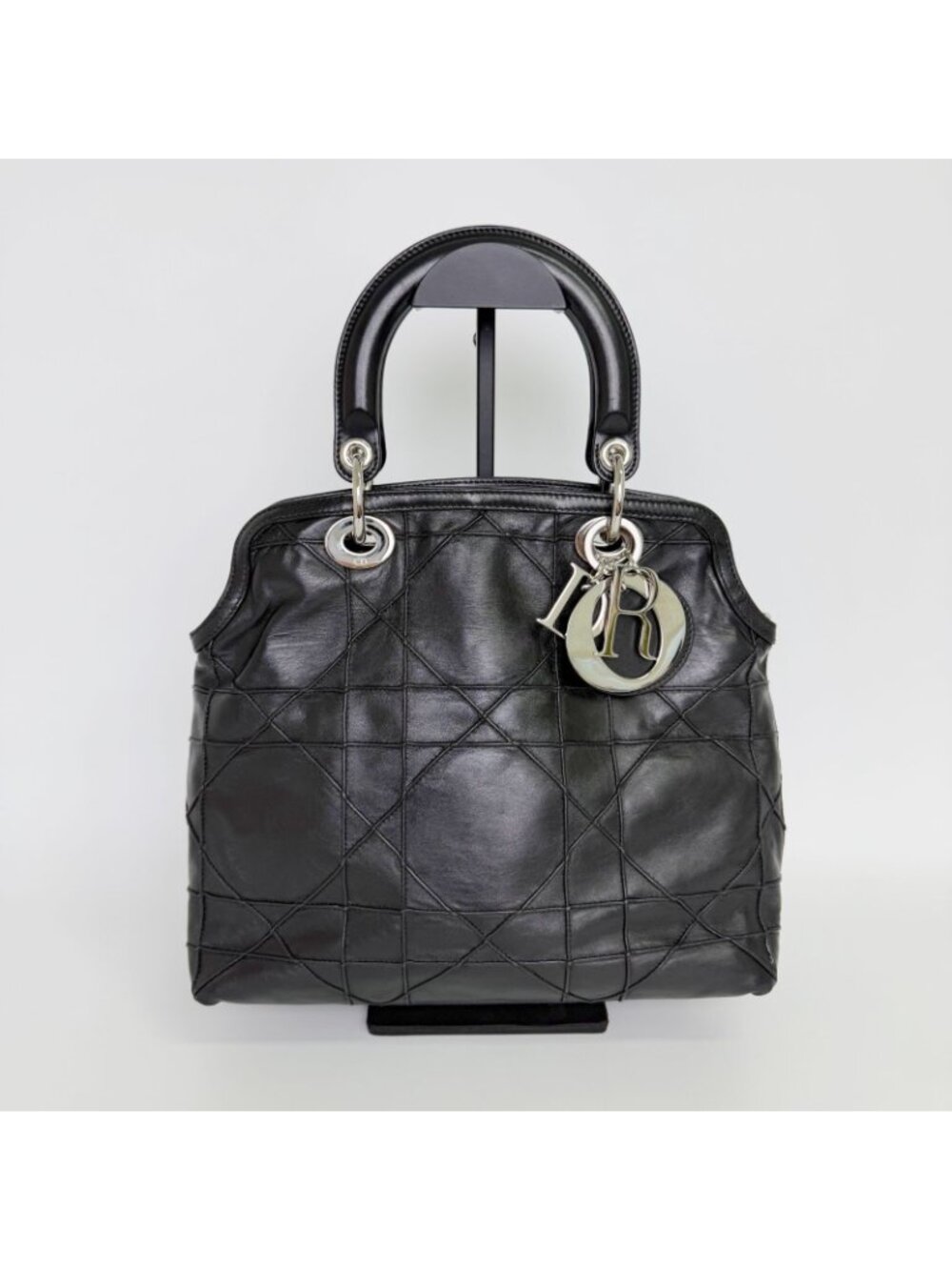 Dior Lady Cannage Large Shoulder Bag Leather Black Vintage - Picture 3 of 16